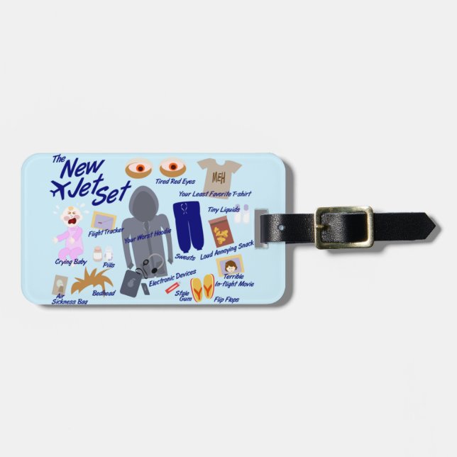 Nya Jet Set Funny Luft Travel Tecknad Bagagebricka (Horisontell Framsida)