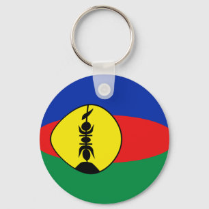 Nya Kaledonien Fisheye Flagga Keychain Nyckelring