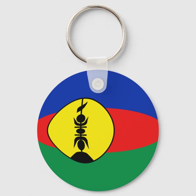 Nya Kaledonien Fisheye Flagga Keychain Nyckelring (Framsida)