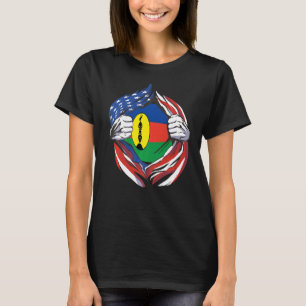 Nya Kaledonien Flagga American Proud of My Caledon T Shirt