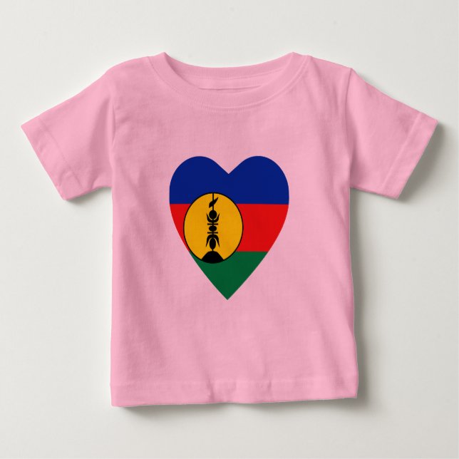Nya Kaledonien Flagga Heart T-Shirt (Framsida)