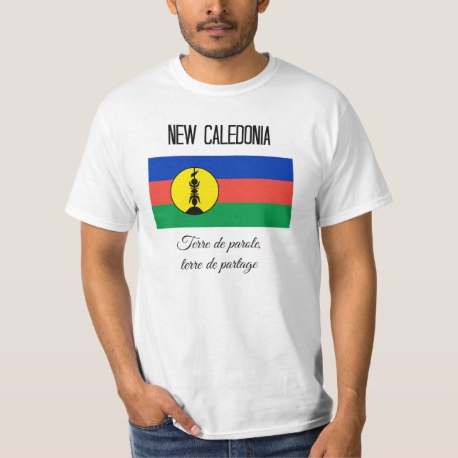 Nya Kaledonien, Flagga och Motto, unik utformning T Shirt (Framsida)