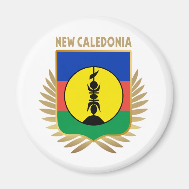 Nya Kaledonien Flagga Shield Magnet (Framsidan)