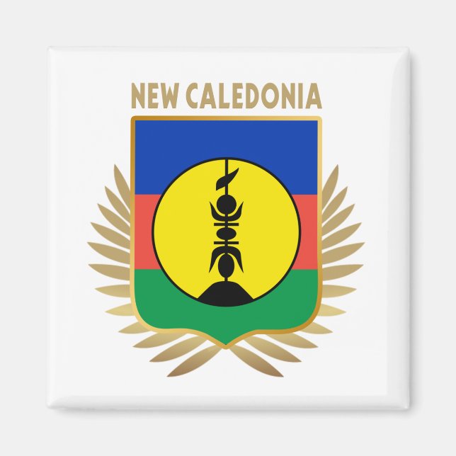 Nya Kaledonien Flagga Shield Magnet (Framsidan)