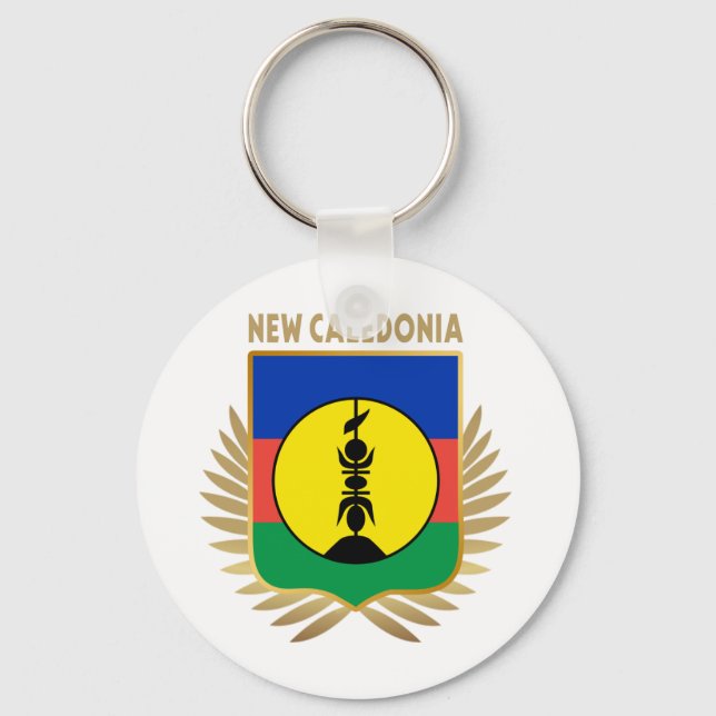 Nya Kaledonien Flagga Shield Nyckelring (Framsida)