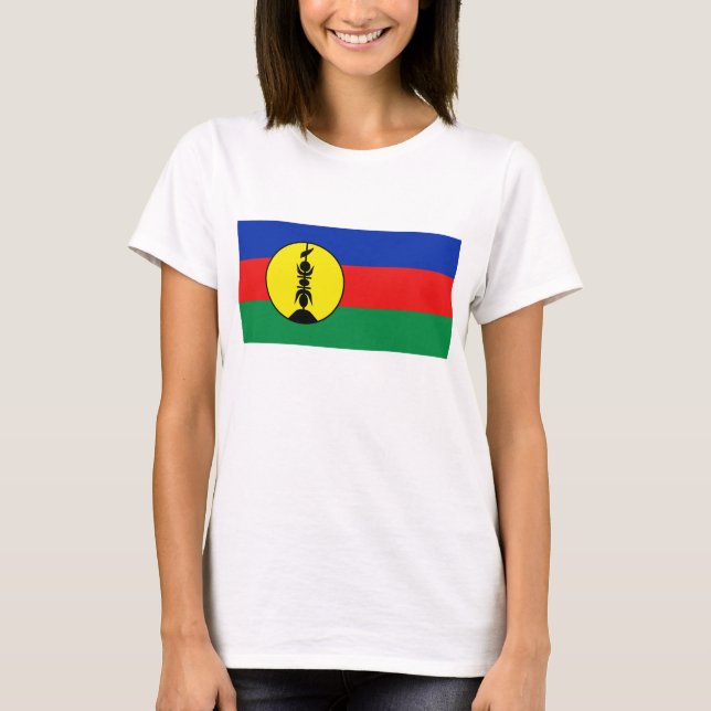 Nya Kaledonien Flagga x Karta T-Shirt (Framsida)