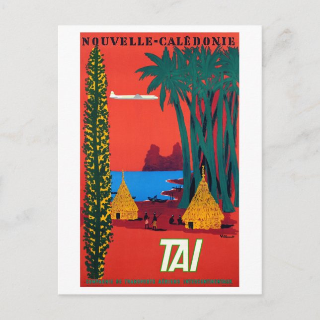 Nya Kaledonien Vintage affisch återställd Vykort (Framsida)