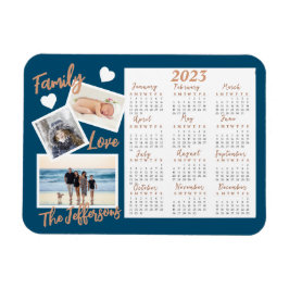 Nya kalenderfoton i Modern Blue & Guld Magnet