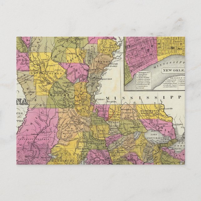 Nya Karta i Louisiana 3 Vykort (Framsida)