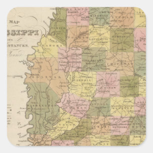 Nya Karta i Mississippi Fyrkantigt Klistermärke