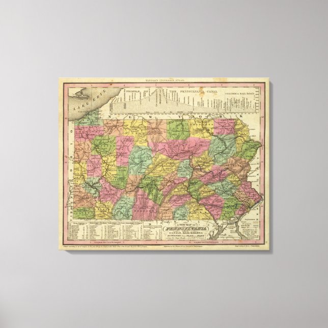 Nya Karta i Pennsylvania Canvastryck (Framsida)