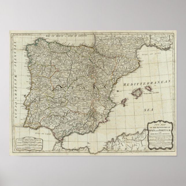 Nya karta i Spanien och Portugal Poster (Framsidan)