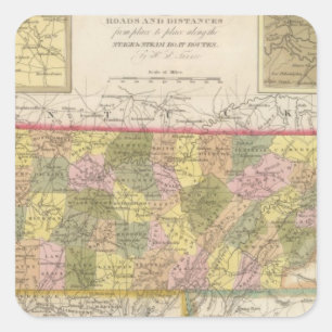 Nya Karta i Tennessee Fyrkantigt Klistermärke
