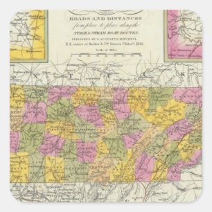 Nya Karta i Tennessee Fyrkantigt Klistermärke
