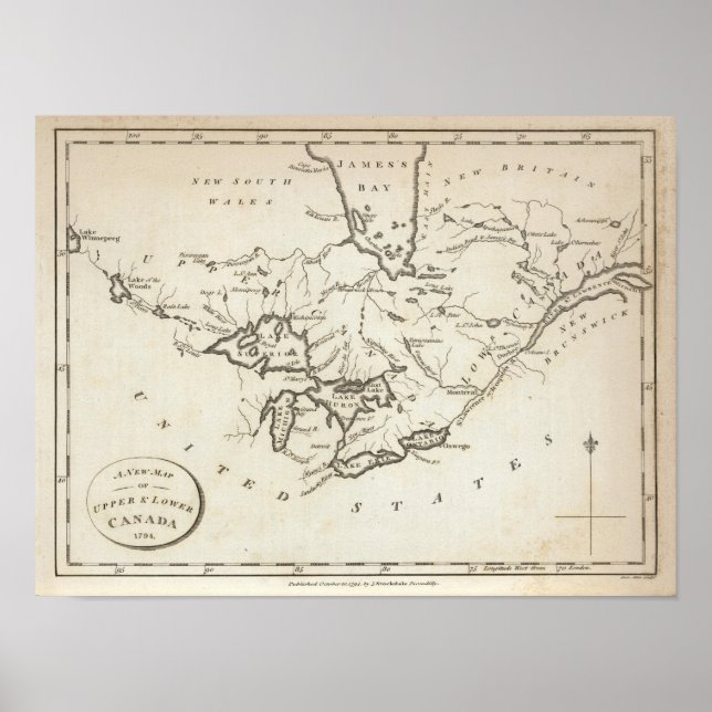 Nya Karta i Upper & Lower Canada Poster (Framsidan)