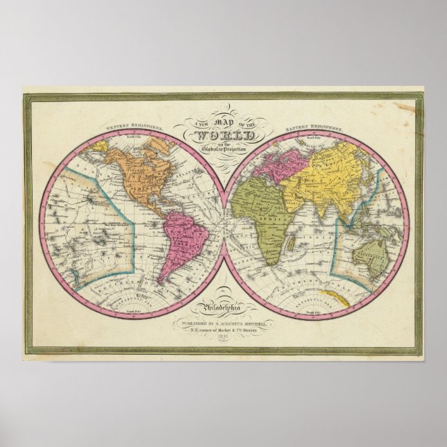 Nya Karta i världen om den globala prognosen Poster (Framsidan)