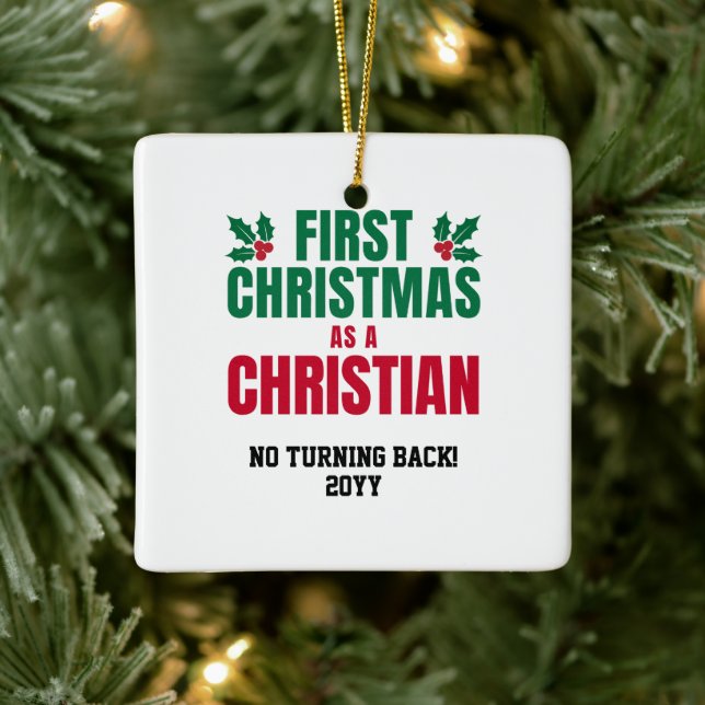 NYA KRISTNA FÖRSTA CHRISTMAS JULGRANSPRYDNAD KERAMIK (Träd)