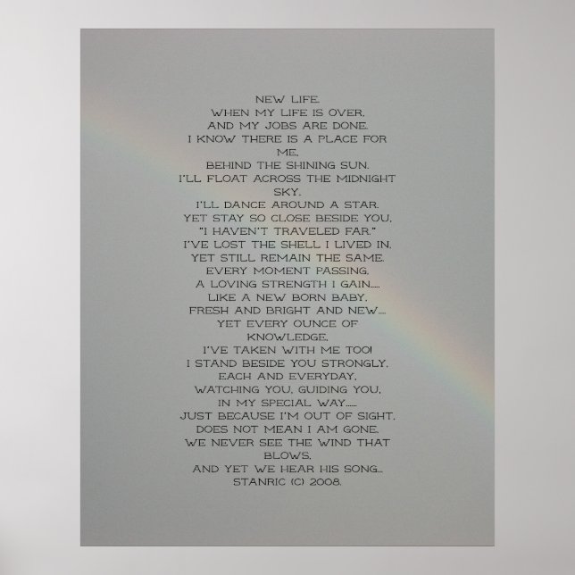 Nya livstidsbaserade Dikt poster (Framsidan)