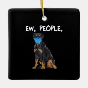 nya människor som bär ansikte-mask på hund julgransprydnad keramik