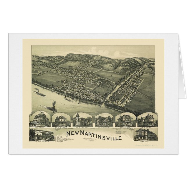 Nya Martinsville, panorama- karta för WV - 1899 Hälsningskort (Framsidan Horizontal)