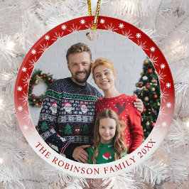 Nya Modern Stil Dubbla Side två foto Snöflingor Julgransprydnad Keramik