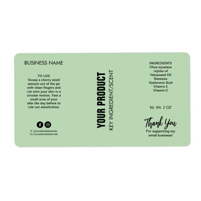 Nya moderna Mint Body Butter Burk-etiketter Fraktsedel (Framsidan)