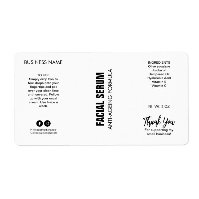 Nya moderna, vita dropper Flaska-etiketter Fraktsedel (Framsidan)