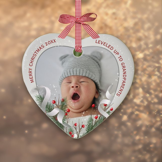 Nya mor- och farföräldrar Silverram 2 foton jul Julgransprydnad Keramik (Skapare uppladdad)