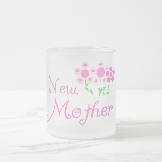 Nya Mor Rosa Blommor T-shirts och presenter Frostad Glasmugg (Center)