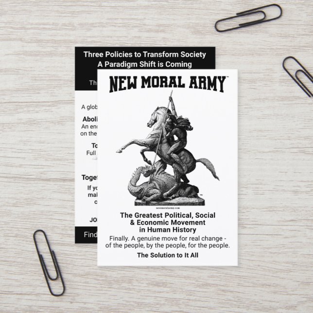 Nya Moral Army™-informationskort (100) Visitkort (Fram/Back In Situ)