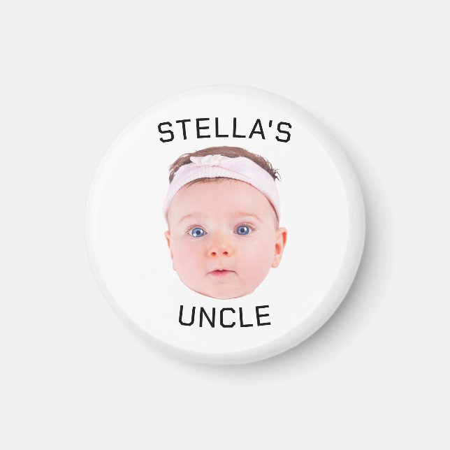 Nya morbror Gift, Anpassningsbar Baby Ansikte foto Magnet (Framsidan)