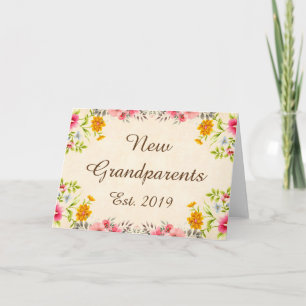 Nya morföräldrar Est. Vintageblommigtkonst 2019 Kort