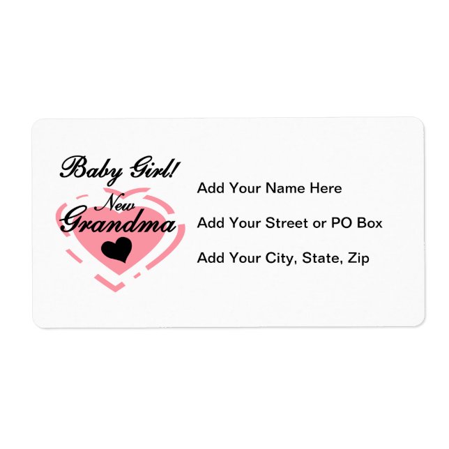 Nya mormor Flicka Rosa Heart-gåvor Fraktsedel (Framsidan)