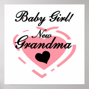 Nya mormor Flicka Rosa Heart-gåvor Poster
