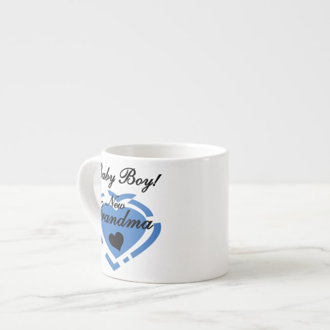 Nya mormor Pojke Blue Heart-gåvor Espressomugg (Framsida vänster)