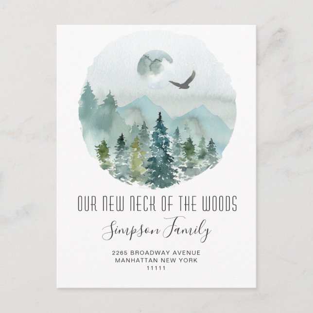 Nya Nacke i Skogen Flytta Meddelande Vykort (Framsida)