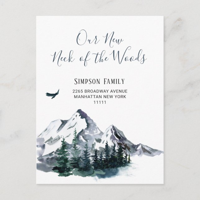 Nya Nacke vid Skogen Flytta Meddelande Vykort (Framsida)