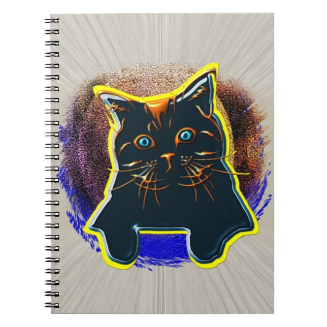 Nya Neon Cat T-Shirt Gel Mouse Pad Tapestry Anteckningsbok (Framsidan)