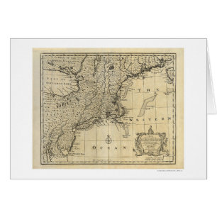 Nya New England - jerseyNew York karta 1747 Hälsningskort