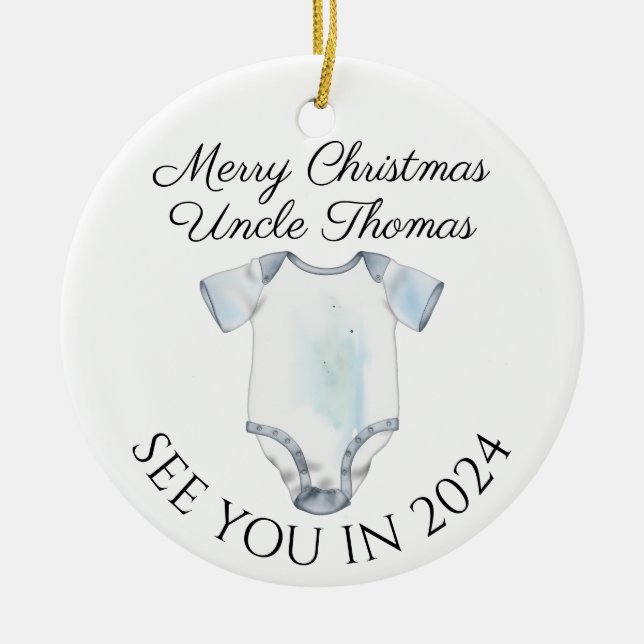 Nya nyfödd bebis gravid-annonsering julgransprydnad keramik (Framsidan)
