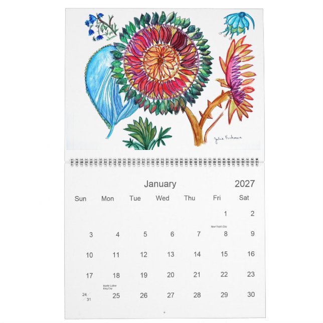 Nya Orangar och lila, färgremsor Kalender (Jan 2027)