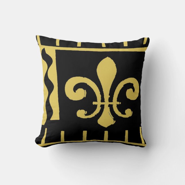 Nya Orleans fleur De Lis, Black och Guld Kudde (Framsida)