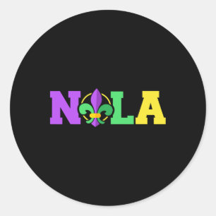Nya Orleans Nola i Mardi Gras Färg och Fleur de Runt Klistermärke