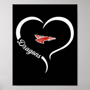 Nya Palestina Dragons Logotyp Halvhjärtslag Hjärta Poster