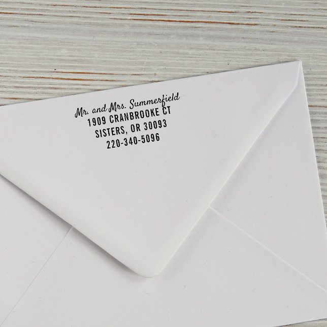 Nya par Personliger Returadress Self-bläck Självfärgande Stämpel (Newlyweds Name and Return Address Rubber Stamp)