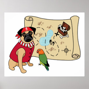 NYA! Pirat Pug Design - Lägg till en egen bildte Poster