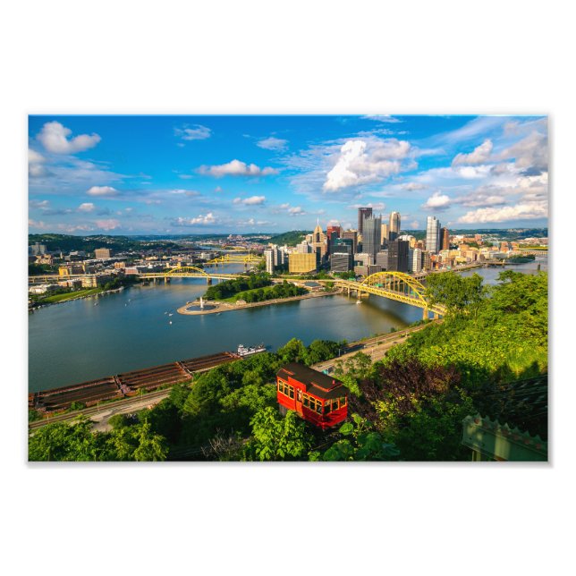 *Nya Pittsburgh City View med Incline Photo Print Fototryck (Framsidan)