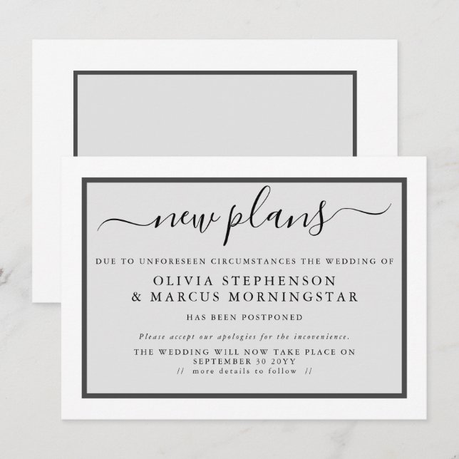 Nya planer för det moderna uppskjutna evenemangsme inbjudningar (Fram/baksida)