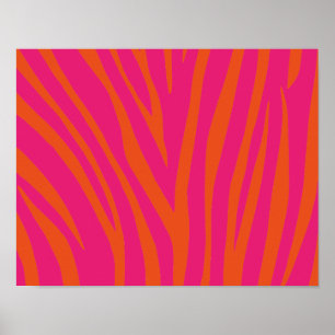 NYA ROSA ORANGE ZEBRA RÄNDER BAKGRUND WALLPAP POSTER