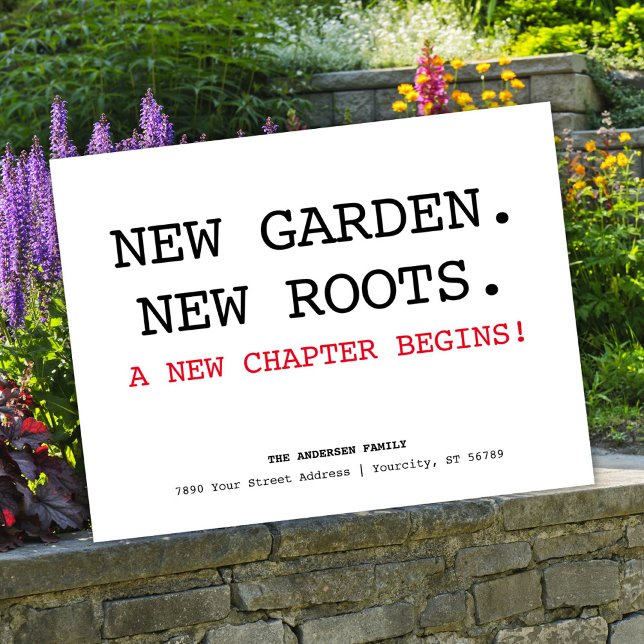 Nya rötter Adress enkel minimal Flytta Meddelande Vykort (New Roots Address Simple Minimalist Moving Announcement Postcard)